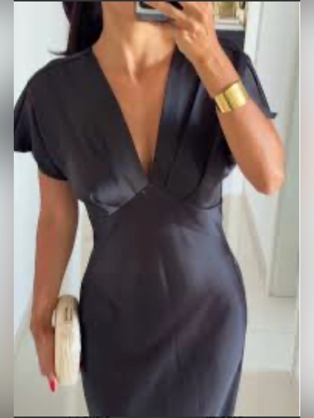 Zara Black V-Neck Midi Dress